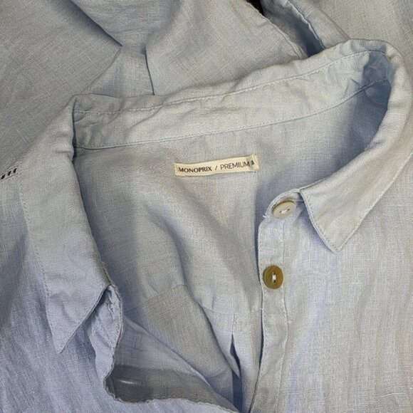 Monoprix Linen Shirt knee  length long sleeves  dress - Picture 4 of 5